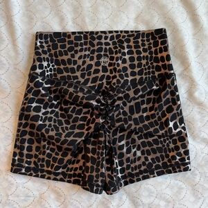 TYC Workout Shorts Scrunch Black and Gold Print
